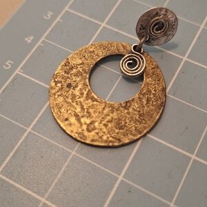 Vintage Hammered Copper and Silver Tones Post Earrings